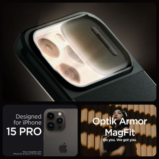 Spigen Optik Armor MagFit Back Cover Σιλικόνης / Πλαστικό 2mm Πράσινο (iPhone 15 Pro)