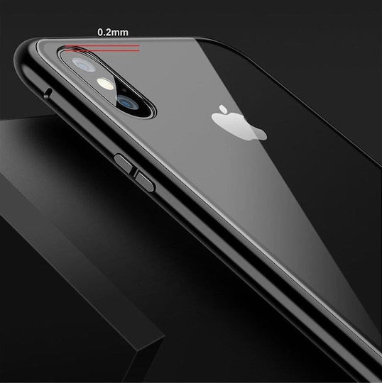 Detachable Metal Frame Umschlag Rückseite Gehärtetes Glas Schwarz (Galaxy S9)