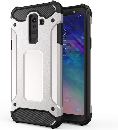 Hurtel Tough Armor Umschlag Rückseite Silikon Silber (Galaxy A6 2018)
