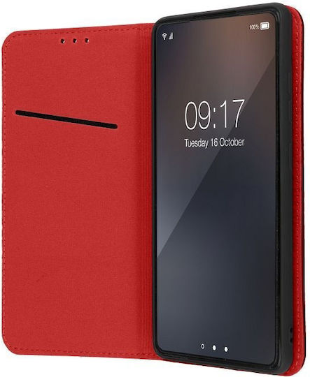 Forcell Leather Smart Pro Buchen Sie Silikon / Leder Rot (Redmi Note 12 4G)