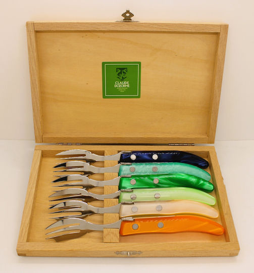 Claude Dozorme Laguiole Set de Furculițe Fructe/Desert Inoxidabile Blue Green 6buc