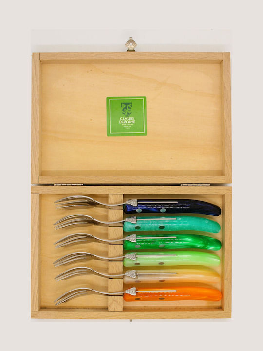 Claude Dozorme Laguiole Set de Furculițe Fructe/Desert Inoxidabile Blue Green 6buc