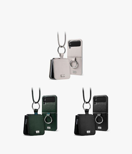 Ringke Folio Signature Back Cover Synthetic Leather with Strap Black (Galaxy Z Flip4)