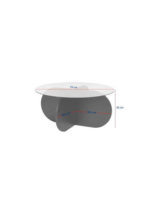 Στρογγυλό Κεντρικό Τραπεζάκι Aeris Γυάλινο Transparent Μ75xΠ75xΥ35εκ.
