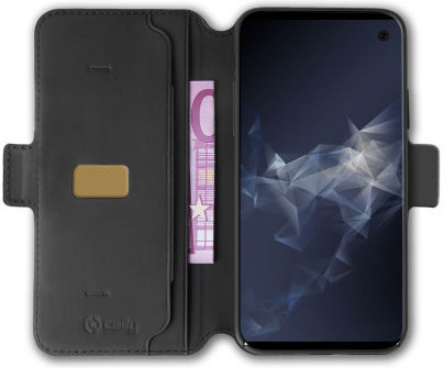 Celly Prestige Book Piele artificială Negru (Galaxy S10)