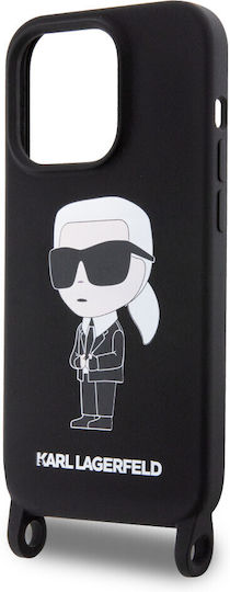 Karl Lagerfeld Karl and Choupette Back Cover Silicone / Plastic with Strap Black (iPhone 15 Pro)