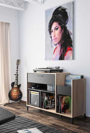 mit 1 Regalen Light Kronberg Oak / Black 115x80x40cm