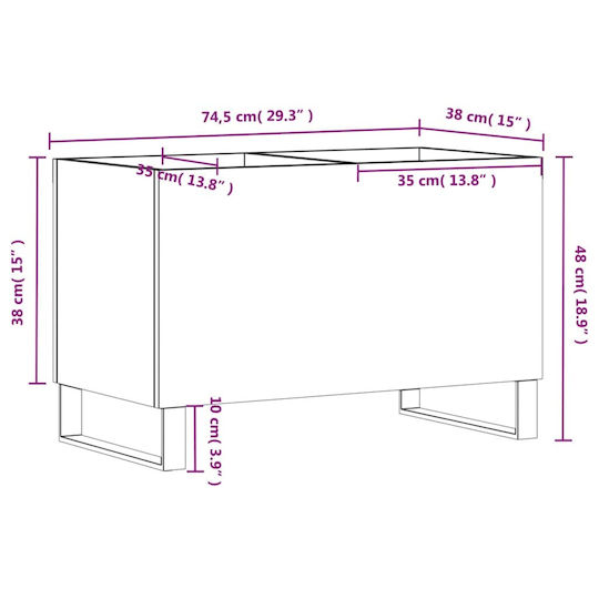 vidaXL Glossy Hi-Fi Furniture White 38x74.5x48cm