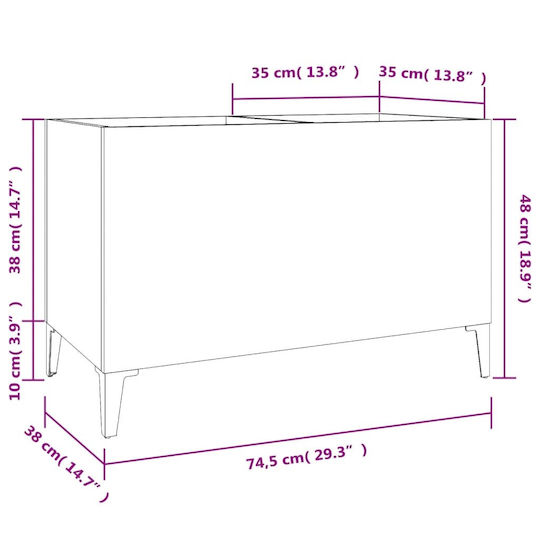 vidaXL Έπιπλο Δίσκων από Σκυρόδεμα Hi-Fi Furniture Grey with Black Feet 74.5x48x38cm