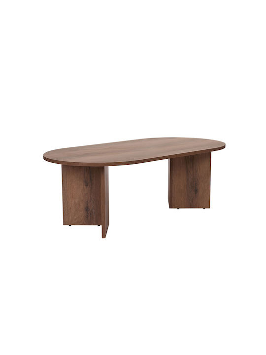 Οβάλ Κεντρικό Τραπεζάκι Sable Ξύλινο Walnut Μ119xΠ60xΥ40εκ.