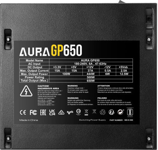 Gamdias Aura GP650 650W Черен Компютърно захранване Пълен кабел
