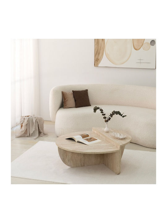 Round Central Coffee Table Podium Made of Solid Brown Wood W90xL90xH35cm