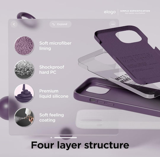Elago Premium Liquid Back Cover Σιλικόνης Μωβ (iPhone 15 Pro)