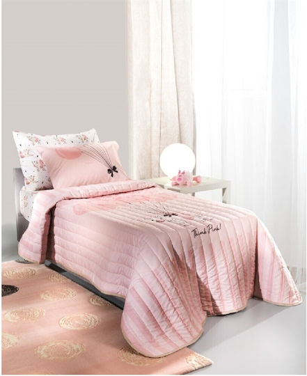 Saint Clair Παιδικό Κουβερλί Μονό Piggy Ροζ 160x220εκ.