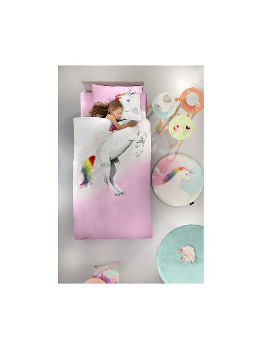 Saint Clair Kids Quilt Set Single with Pillowcase Ceros Suede Pink 160x230cm