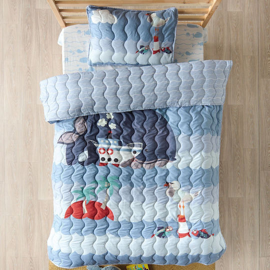 Kentia Kids Quilts Set Single with Pillowcase Balena Blue 160x240cm