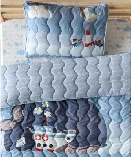 Kentia Kids Quilts Set Single with Pillowcase Balena Blue 160x240cm