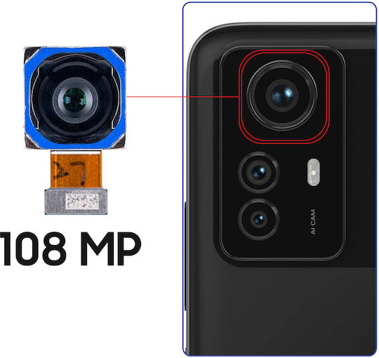 Clappio Haupt Rückfahrkamera Xiaomi Redmi Note 12S 108MP Hohe Auflösung Schwarz