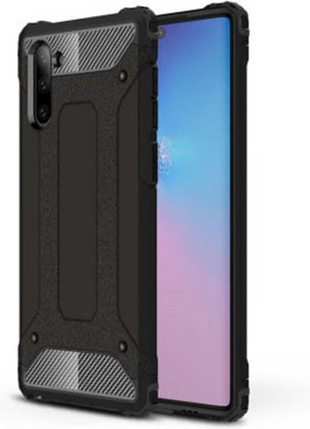 Hurtel Umschlag Rückseite Kunststoff Schwarz (Galaxy Note 10)