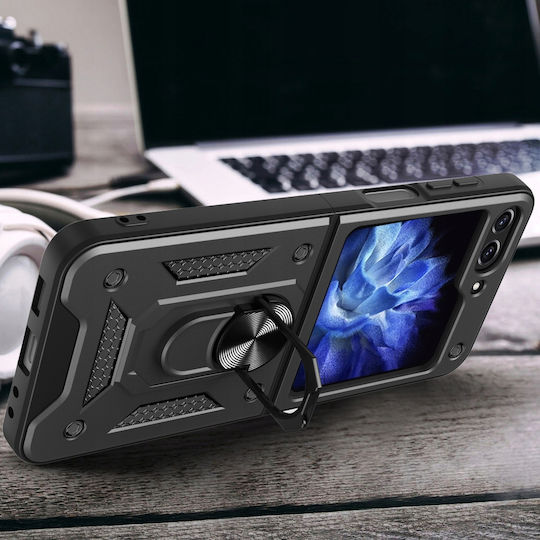 Hurtel Hybrid 360 Full Cover Tempered Glass Μαύρο (Galaxy Z Flip)