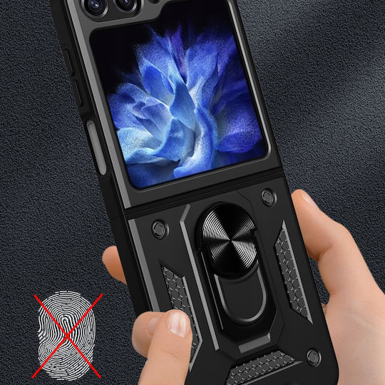 Hurtel Hybrid 360 Full Cover Tempered Glass Μαύρο (Galaxy Z Flip)