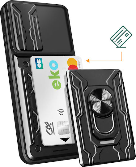 Avizar Handyhülle Motorola Edge 50 Neo Kamerahülle Stand Kartenhalter Schwarz