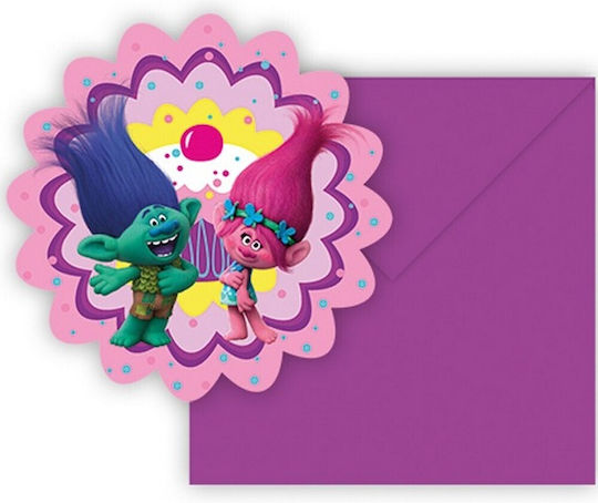 Procos 6 Προσκλήσεις Trolls Invitations with Envelopes 87019