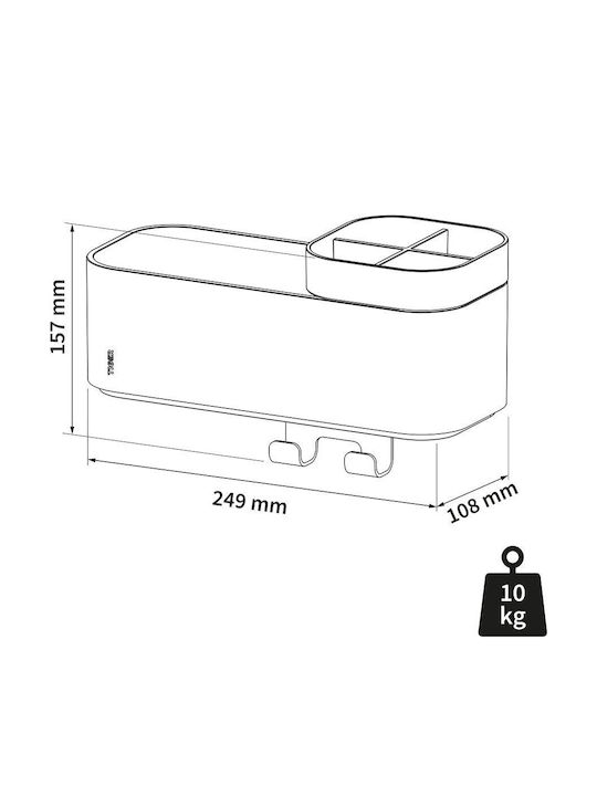 TIGER 2-store Επιτοίχια Ραφιέρα Μπάνιου 10.8x24.9x15.7cm Λευκή