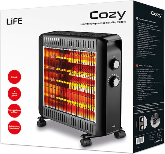 Life Cozy Quartz Heater with Thermostat 2200W
