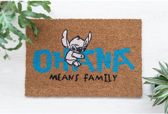 Grupo Erik Eingangsmatte aus Kokosnussbaum mit Rutschfestem Untergrund Disney Lilo & Stitch Ohana Braun 40x60cm