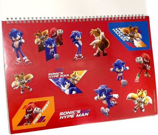 Μπλοκ Ζωγραφικης 23x33 Εκ 40 Φυλλα Αυτοκολλητα Sonic 3 Hedgehog #334-86416