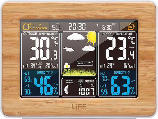 Life Rainforest Bamboo Edition Wireless Digital Weather Station Tabletop Brown