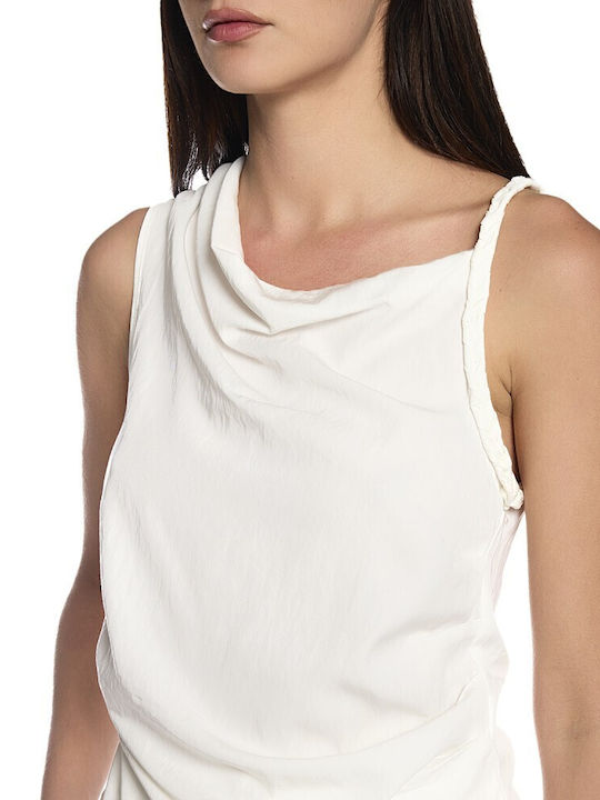 Damen Bluse Ärmellos Weiß
