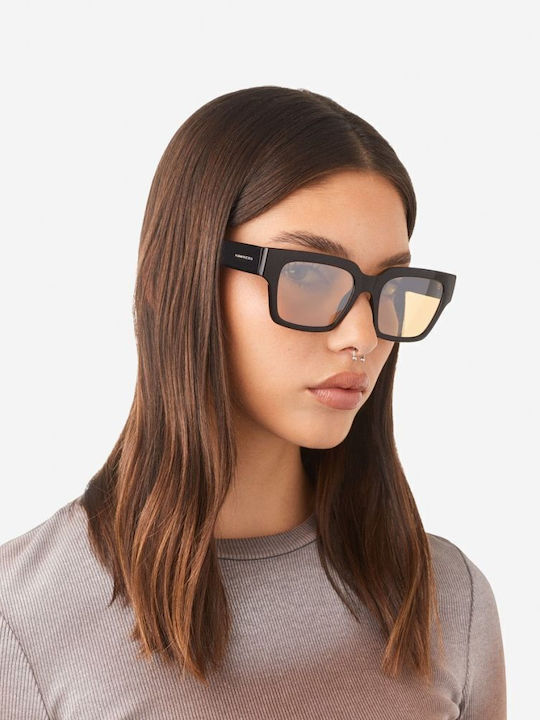 Hawkers Unisex Sunglasses with Black Plastic Frame and Orange Lens