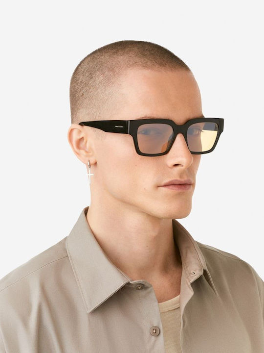 Hawkers Unisex Sunglasses with Black Plastic Frame and Orange Lens