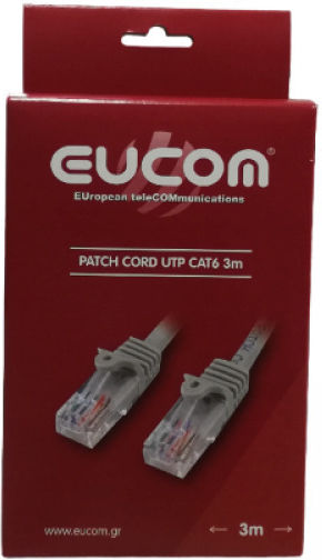 Eucom U/UTP Cat.6 (Gigabit) Καλώδιο Δικτύου Ethernet 3m