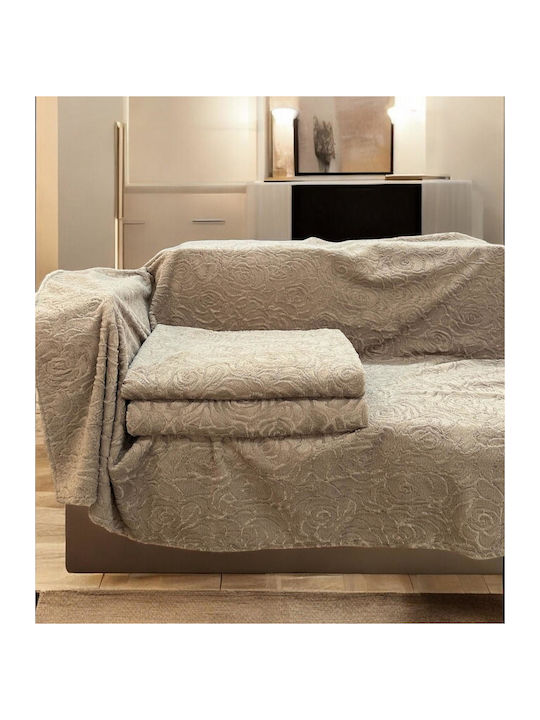 Linea Home Ριχτάρι Τριθέσιου Καναπέ Rossa Αντιολισθητικό 180x300εκ. Μόκα