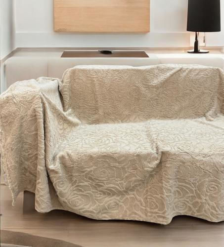 Linea Home Rossa Ριχτάρι Διθέσιου Καναπέ Γούνινο 180x240εκ. Κρέμ Μπεζ