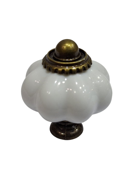 ACM Antique Knob Furniture made of Plastic & Zamak & Metallic White-plastic Bronze-metal 30mm (Center Distance 30mm) 11988-000-PLA1 1pcs