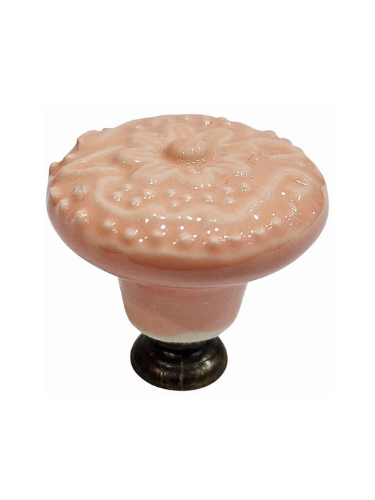 Premier Kids Antique Knob Furniture made of Zamak & Porcelain & Metallic Pink 35mm (Center Distance 35mm) 11955-000-ARG1 1pcs