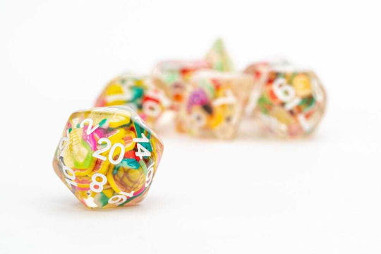 Set de zaruri din rășină de 16mm Fruct 7