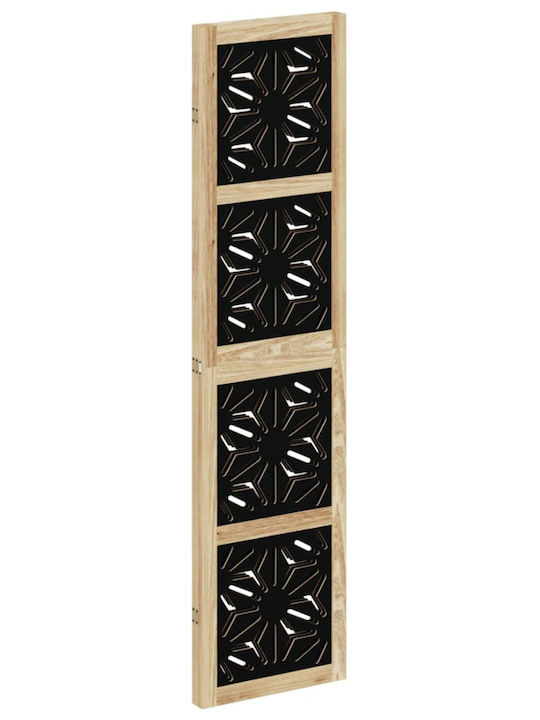 Vidaxl Room Divider 3 Panels Brown Black Solid Paulownia Wood