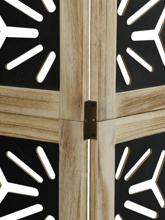 Vidaxl Room Divider 3 Panels Brown Black Solid Paulownia Wood