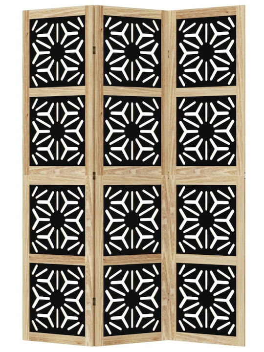 Vidaxl Room Divider 3 Panels Brown Black Solid Paulownia Wood