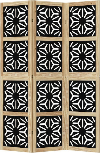 Vidaxl Room Divider 3 Panels Brown Black Solid Paulownia Wood