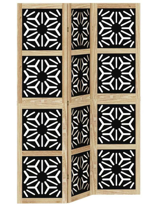 Vidaxl Room Divider 3 Panels Brown Black Solid Paulownia Wood