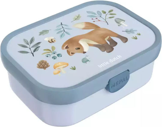Little Dutch Campus Forest Friends Plastic Kids Food Container Light Blue