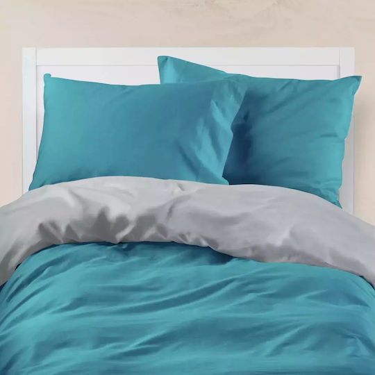 Borea Duvet Cover Cotton Queen 220x240 Petrol-yellow
