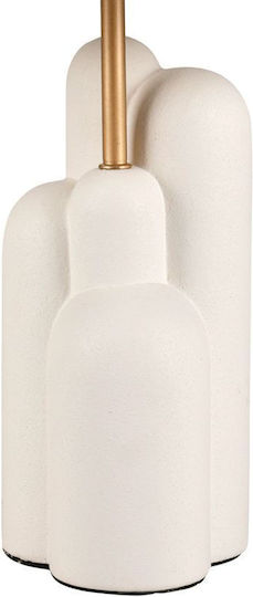 Ostaria Ceramic Table Lamp for Socket E27 with Beige Shade and White Base