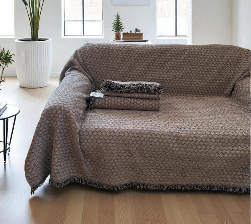 Linea Home Lotus Armchair Throw Chenille 180x160cm Mocha